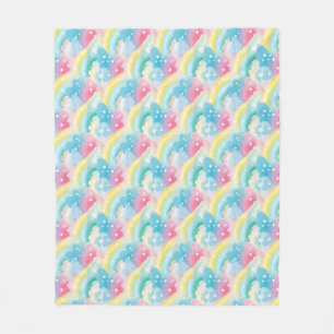 Cobertor De Velo Padrão de Pastel Whimsical com Corações e Rainbows