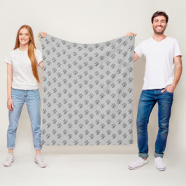 Cobertor De Velo Padrão de Pata Cinza Prata Moderno