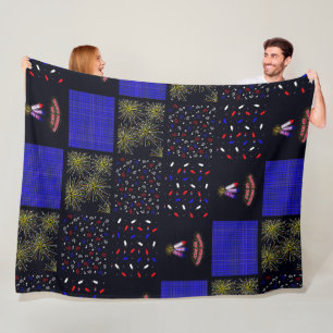 Cobertor De Velo Padrão de patch do quarto de julho - 4 de julho