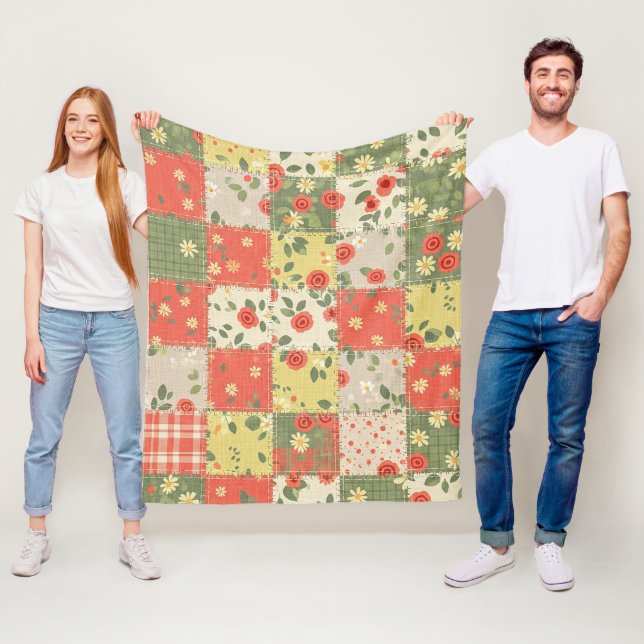 Cobertor De Velo Padrão de Patchwork Floral de Casa de Campo (In Situ)