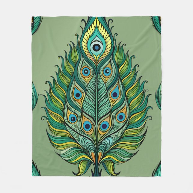 Cobertor De Velo Padrão de Penas de Peacock Altamente Detalhado (Frente)