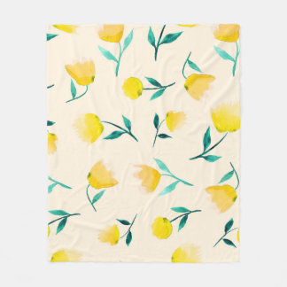 Cobertor De Velo Padrão de Peonia Floral de Abstrato de Aquarela