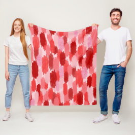 Cobertor De Velo Padrão de pinceladas de Abstrato Rosa Vermelho