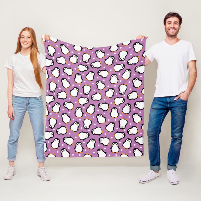 Cobertor De Velo Padrão de pinguim roxo fofo (In Situ)