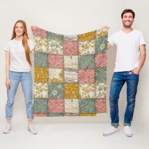Cobertor De Velo Padrão de Piquenique com Remendo Floral Pastel (12
