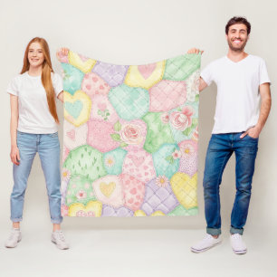 Cobertor De Velo Padrão de Piquenique com Remendo Floral Pastel (4)