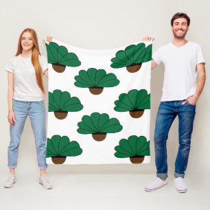 Cobertor De Velo Padrão de Plantas em Vasos Verdes
