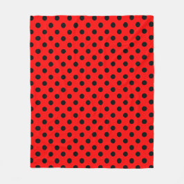 Cobertor De Velo Padrão de Pontos Pretos em Fundo Vermelho