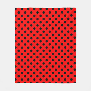 Cobertor De Velo Padrão de Pontos Pretos em Fundo Vermelho