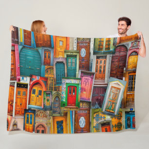 Cobertor De Velo Padrão de Porta de Vintagem Colorida Moderna Único