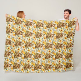 Cobertor De Velo Padrão de Preguiça Floral Fofo