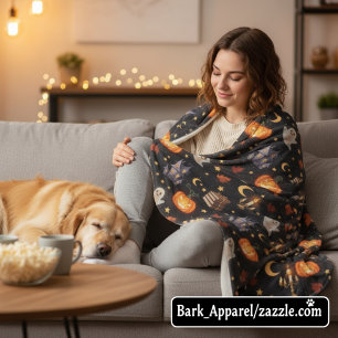 Cobertor De Velo Padrão de Pumpkin Fantasma de Spookeen