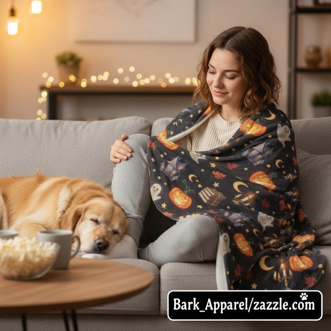 Cobertor De Velo Padrão de Pumpkin Fantasma de Spookeen (Criador carregado)