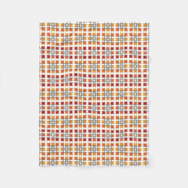 Cobertor De Velo Padrão de quadrados Vermelhos Geométricos Modernos (Frente)