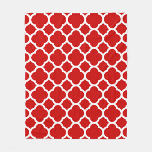 Cobertor De Velo Padrão de Quatrefoil Vermelho e Branco