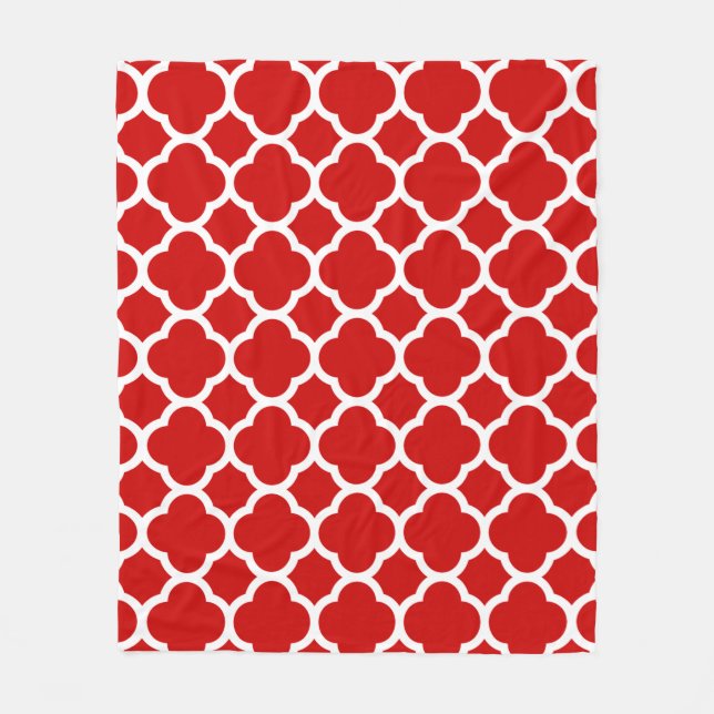 Cobertor De Velo Padrão de Quatrefoil Vermelho e Branco (Frente)