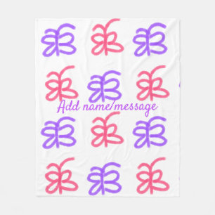 Cobertor De Velo Padrão de rabisca rosa púrpura adicionam nome text
