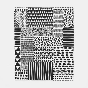 Cobertor De Velo Padrão de rabisco sem soldadura a preto e branco.