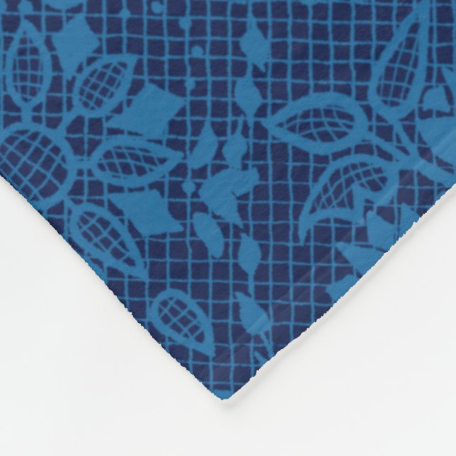 Cobertor De Velo Padrão de rendas do Indígo Azul Floral Faux (Quina)