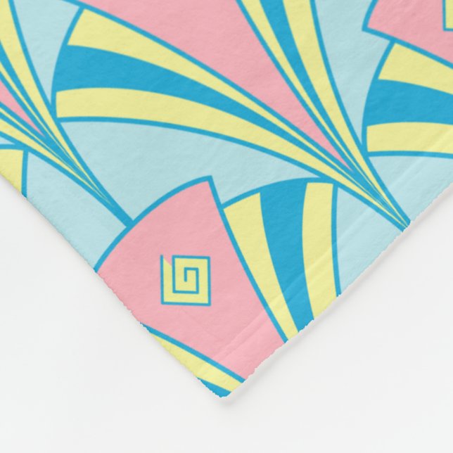 Cobertor De Velo Padrão de Repetição do Ventilador Art Deco Miami (Quina)