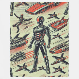 Cobertor De Velo Padrão de Robô Humanoide Futurista | Robótica de I