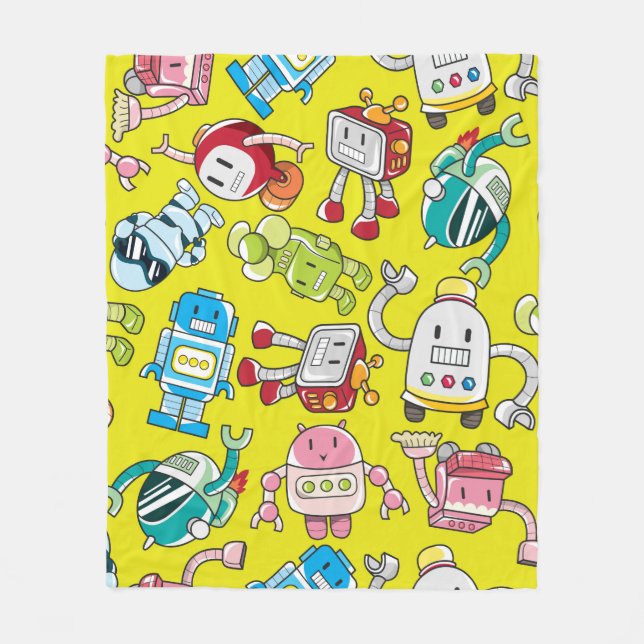 Cobertor De Velo padrão de robô sem costura (Frente)