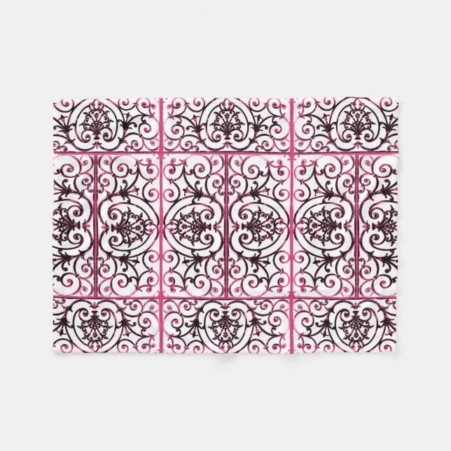 Cobertor De Velo Padrão de rolagem Fuchsia (Frente (Horizontal))