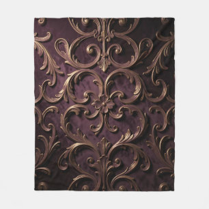 Cobertor De Velo Padrão de Rolo Barroco Ornamentado Roxo Fundo Dour