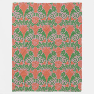 Cobertor De Velo padrão de rosa verde floral Art Nouveau