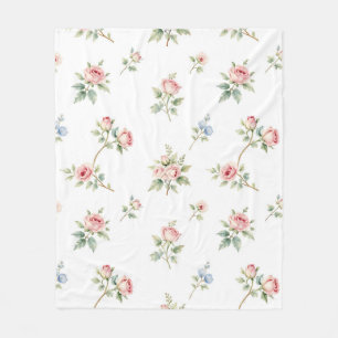 Cobertor De Velo Padrão de Rosas Cor-de-Rosa em Aquarela Romântica