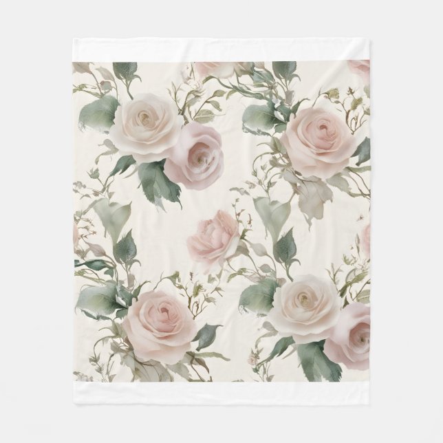 Cobertor De Velo Padrão de Rosas florescente (Frente)