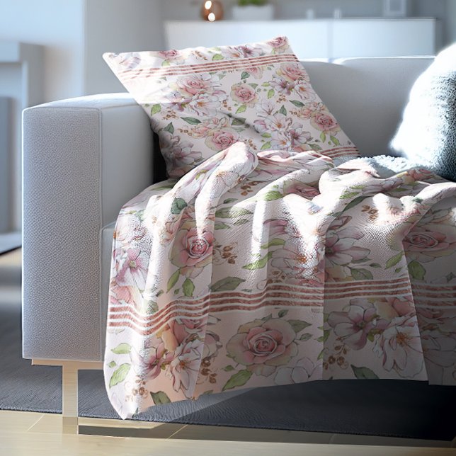 Cobertor De Velo Padrão de rosas rosa pastoso de vindima (Criador carregado)