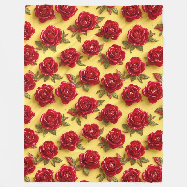 Cobertor De Velo padrão de rosas vermelhas 3d (Frente)