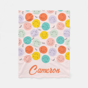 Cobertor De Velo Padrão de rosto feliz sorridente e colorido