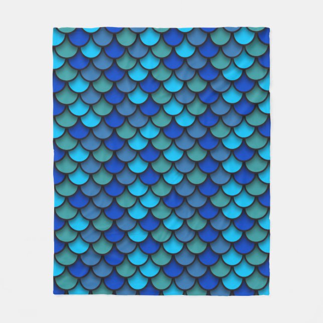 Cobertor De Velo Padrão de Sereia Azul (Frente)