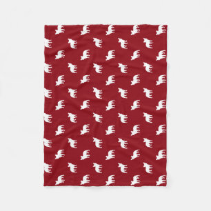 Cobertor De Velo Padrão de Silhuetas de Bulldog Francês Vermelho e