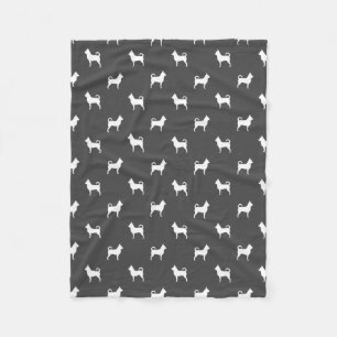 Cobertor De Velo Padrão de Silhuetas de Cachorro Chihuahua Cinza e