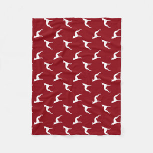 Cobertor De Velo Padrão de Silhuetas de Cães Whippet Vermelho e Bra