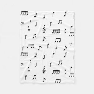 Cobertor De Velo Padrão de Símbolo de Notas Musicais Pretas e Branc