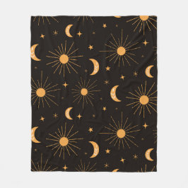 Cobertor De Velo Padrão de sol e lua laranja Boho