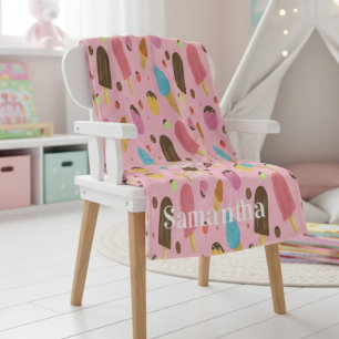 Cobertor De Velo Padrão de Sorvete Rosa Personalizado