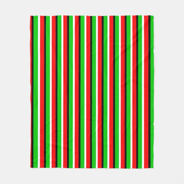 Cobertor De Velo Padrão de Stripe Verde Vermelho Design (Frente)