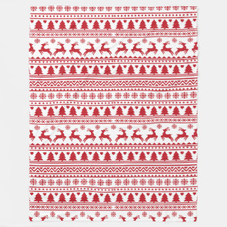 Cobertor De Velo Padrão de Sweater Vermelho e Branco