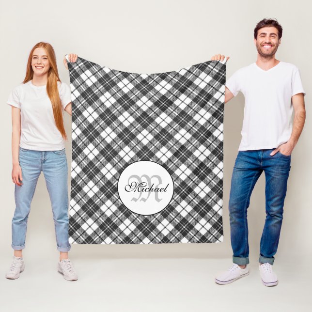 Cobertor De Velo Padrão de Tartan Gratuito Gratuito Monograma Branc (In Situ)