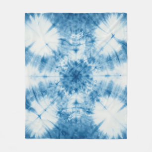 Cobertor De Velo Padrão de Tinta Amarrada Shibori Azul Índigo