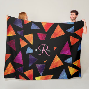 Cobertor De Velo Padrão de triângulos na moda coloridos monograma