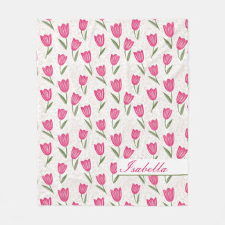 Cobertor De Velo Padrão de tulipa rosa personalizado