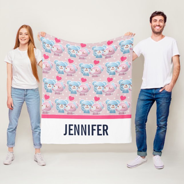 Cobertor De Velo Padrão de Ursos de Beijo nas Bolinhas (In Situ)