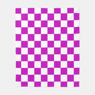 Cobertor De Velo Padrão de Verificação Branco Roxo