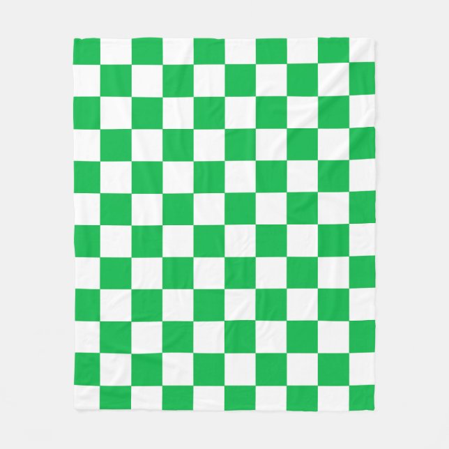 Cobertor De Velo Padrão de Verificação Branco Verde (Frente)